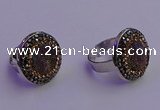 NGR2141 20mm - 22mm coin plated druzy agate gemstone rings