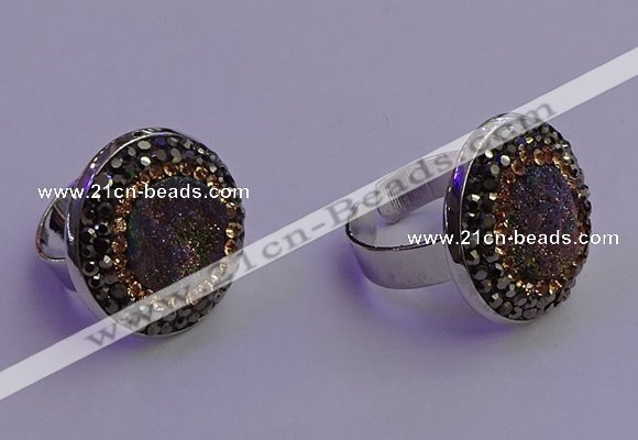 NGR2141 20mm - 22mm coin plated druzy agate gemstone rings