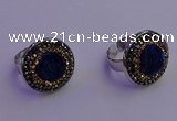 NGR2142 20mm - 22mm coin plated druzy agate gemstone rings