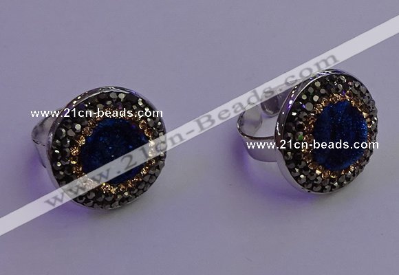 NGR2142 20mm - 22mm coin plated druzy agate gemstone rings