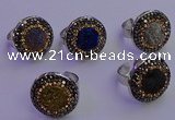 NGR2143 20mm - 22mm coin plated druzy agate gemstone rings