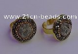 NGR2145 20mm - 22mm coin plated druzy agate gemstone rings