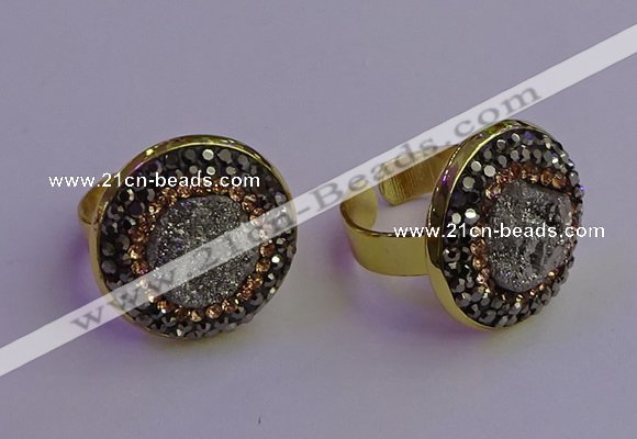 NGR2145 20mm - 22mm coin plated druzy agate gemstone rings