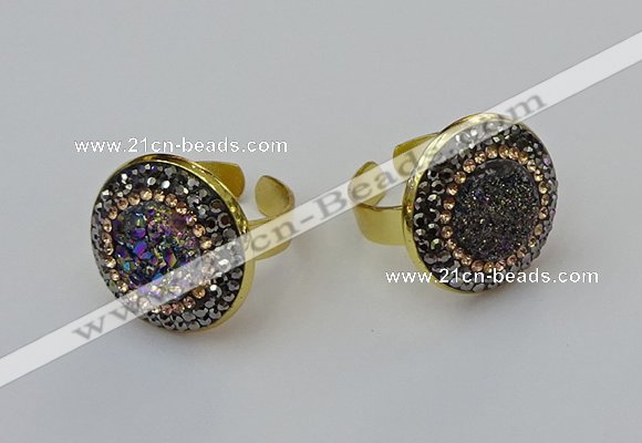 NGR2146 20mm - 22mm coin plated druzy agate rings wholesale