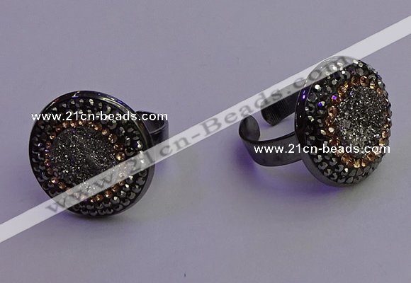 NGR2153 20mm - 22mm coin plated druzy agate gemstone rings