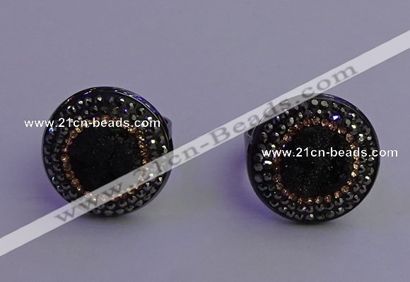 NGR2155 20mm - 22mm coin plated druzy agate gemstone rings