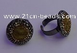 NGR2156 20mm - 22mm coin plated druzy agate gemstone rings