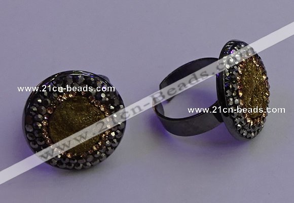 NGR2156 20mm - 22mm coin plated druzy agate gemstone rings