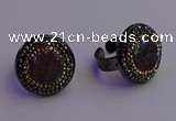 NGR2158 20mm - 22mm coin plated druzy agate gemstone rings