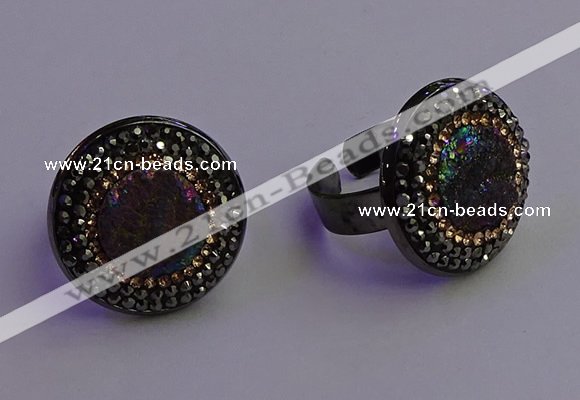 NGR2158 20mm - 22mm coin plated druzy agate gemstone rings