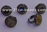 NGR2160 20mm - 22mm coin plated druzy agate gemstone rings