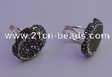 NGR2167 22*28mm - 22*30mm flower plated druzy agate rings