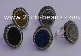 NGR2169 22*28mm - 22*30mm flower plated druzy agate rings