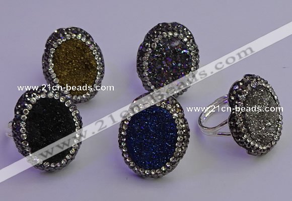 NGR2169 22*28mm - 22*30mm flower plated druzy agate rings