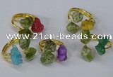 NGR217 5*8mm - 6*10mm freeform druzy agate & peridot rings wholesale