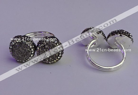 NGR2172 12mm - 14mm coin plated druzy agate rings wholesale