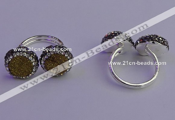 NGR2175 12mm - 14mm coin plated druzy agate rings wholesale