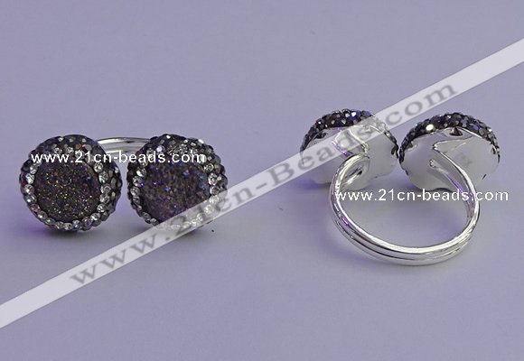 NGR2177 12mm - 14mm coin plated druzy agate rings wholesale