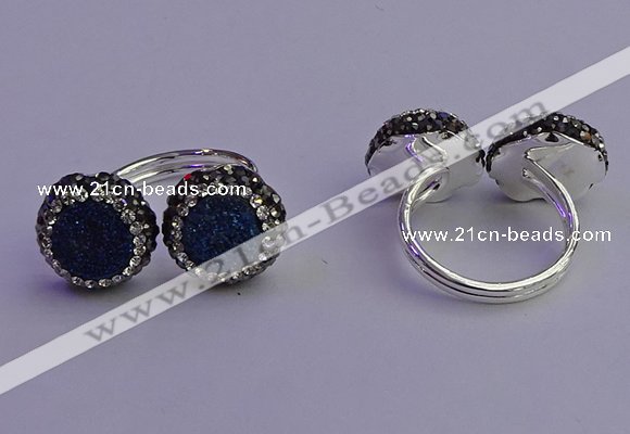 NGR2178 12mm - 14mm coin plated druzy agate rings wholesale