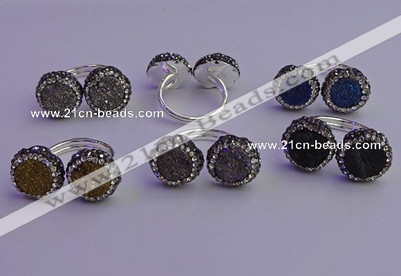 NGR2179 12mm - 14mm coin plated druzy agate rings wholesale