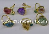 NGR219 8*9mm - 20*25mm freeform druzy agate gemstone rings