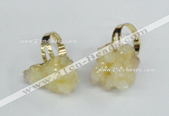 NGR22 18*25mm - 25*30mm nuggets plated druzy quartz rings