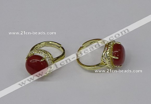 NGR224 12mm flat round agate gemstone rings wholesale