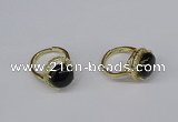 NGR228 12mm flat round agate gemstone rings wholesale