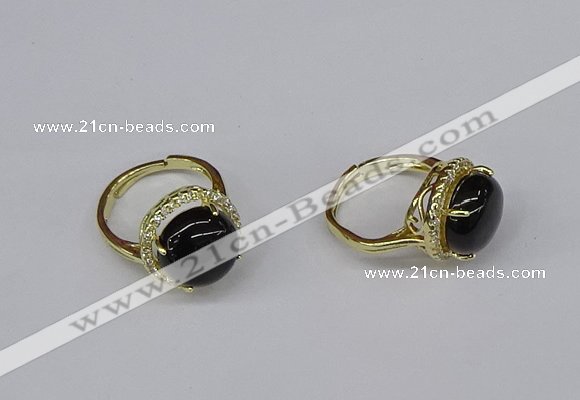 NGR228 12mm flat round agate gemstone rings wholesale