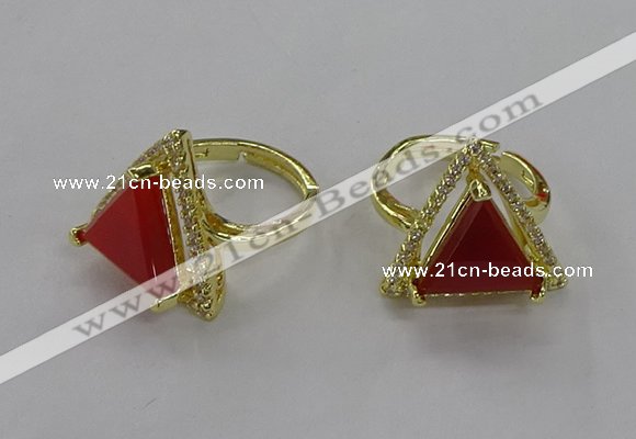 NGR273 14*14mm triangle agate gemstone rings wholesale