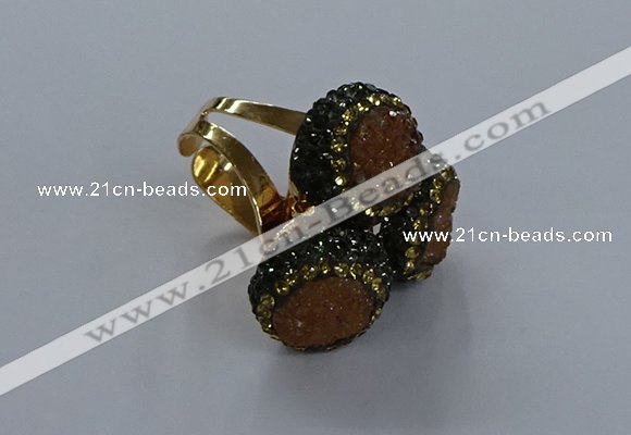 NGR291 14mm - 16mm coin plated druzy agate gemstone rings