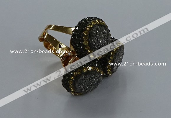 NGR294 14mm - 16mm coin plated druzy agate gemstone rings