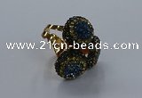 NGR297 14mm - 16mm coin plated druzy agate gemstone rings