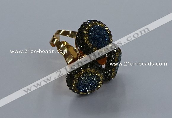 NGR297 14mm - 16mm coin plated druzy agate gemstone rings