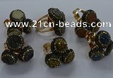 NGR299 14mm - 16mm coin plated druzy agate gemstone rings