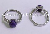 NGR3000 925 sterling silver with 8mm flat  round charoite rings