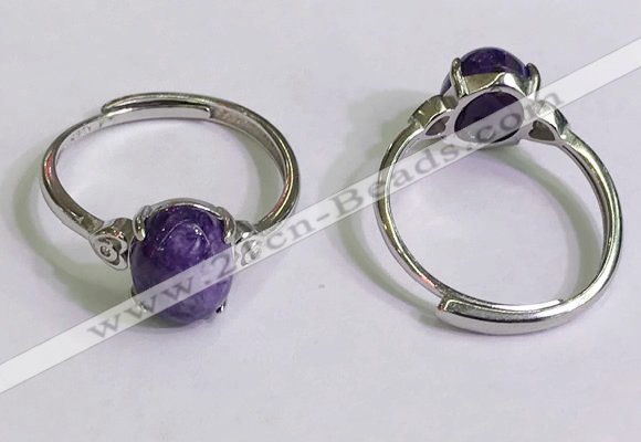 NGR3016 925 sterling silver with 8*10mm oval charoite rings