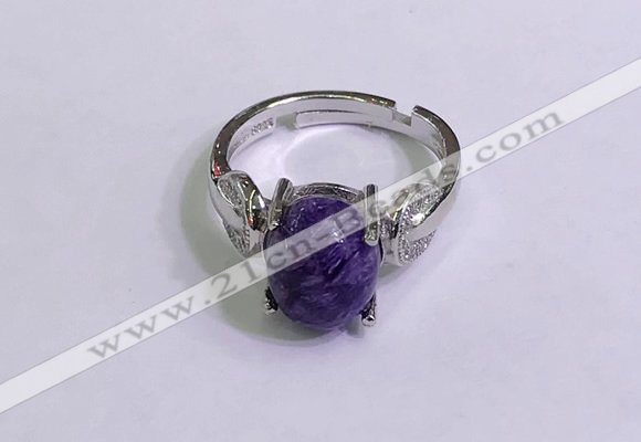 NGR3020 925 sterling silver with 8*10mm oval charoite rings