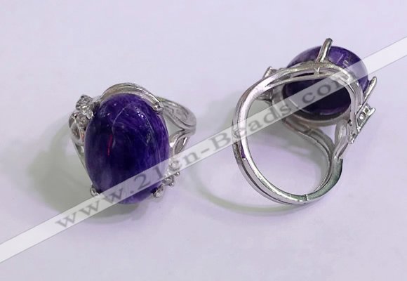 NGR3042 925 sterling silver with 12*16mm oval charoite rings