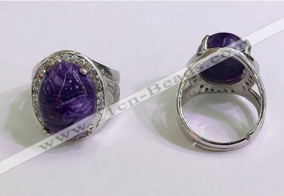 NGR3045 925 sterling silver with 12*16mm oval charoite rings