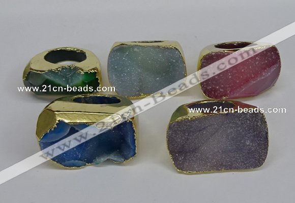 NGR309 25*40mm - 30*35mm freeform druzy agate gemstone rings