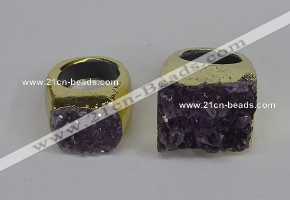 NGR311 25*40mm - 30*35mm freeform druzy amethyst gemstone rings