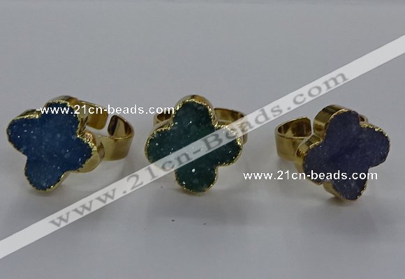 NGR317 18*18mm - 20*20mm flower druzy agate gemstone rings