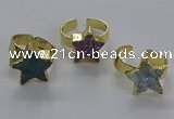 NGR319 15*15mm - 16*16mm star druzy agate gemstone rings