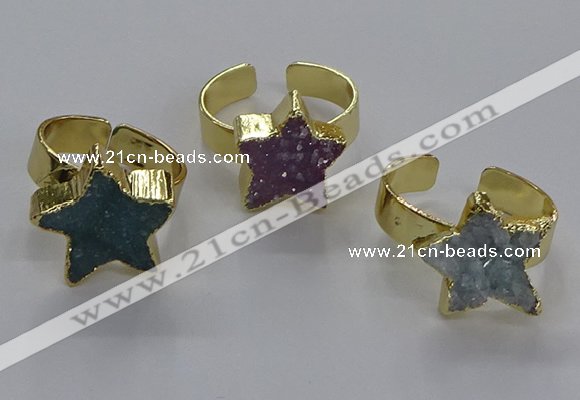 NGR319 15*15mm - 16*16mm star druzy agate gemstone rings