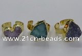 NGR321 14*15mm - 15*18mm heart druzy agate gemstone rings