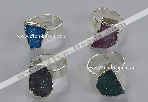 NGR325 13*18mm - 15*20mm freeform druzy agate gemstone rings