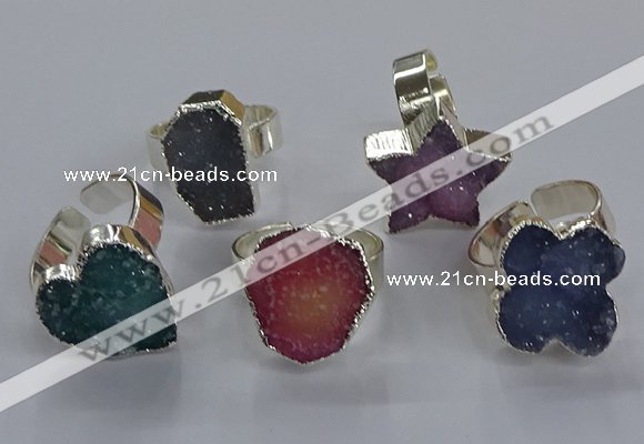 NGR335 10*14mm - 18*20mm freeform druzy agate gemstone rings