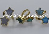 NGR345 15*15mm - 18*18mm star druzy agate gemstone rings