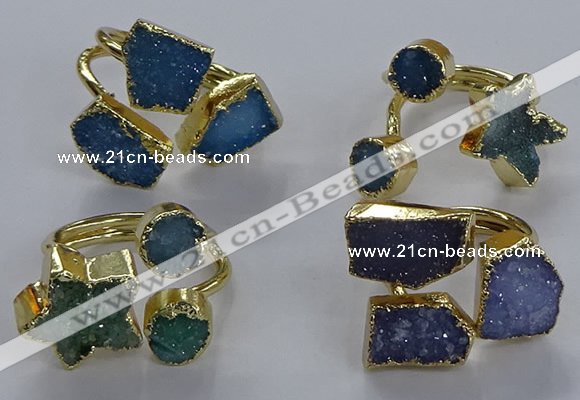 NGR353 8mm - 15*16mm freeform druzy agate gemstone rings